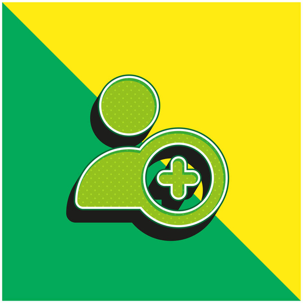 Προσθήκη χρήστη Πράσινο και κίτρινο σύγχρονο 3d διάνυσμα εικονίδιο λογότυπο - Διάνυσμα, εικόνα