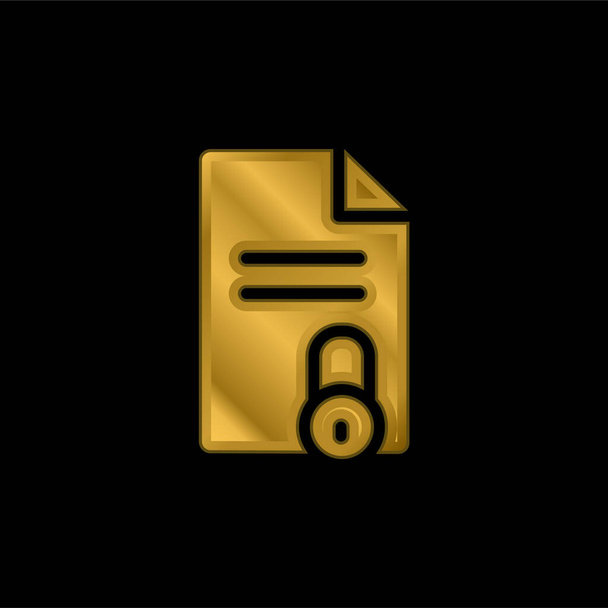 Blocked File gold plated metalic icon or logo vector - Vector, Image