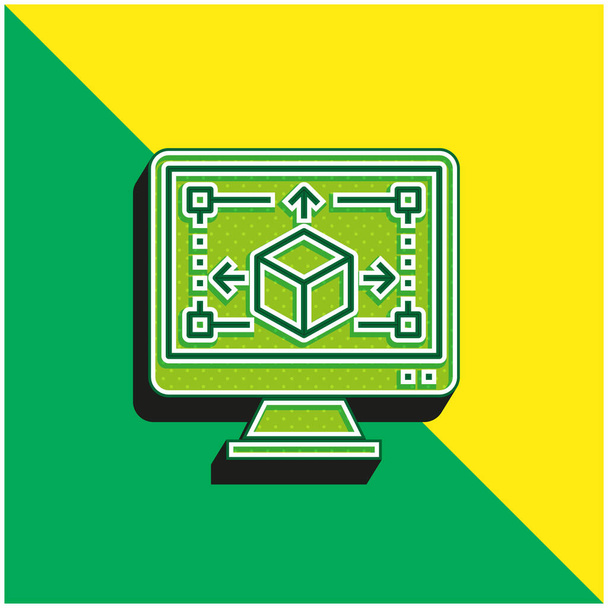 3d Modeling Green and yellow modern 3d vector icon logo - Vector, Image