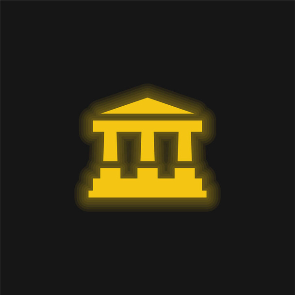 Banco amarillo brillante icono de neón - Vector, imagen
