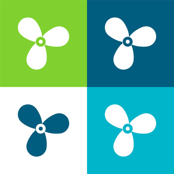 Boat Propeller Flat four color minimal icon set - Vector, Image