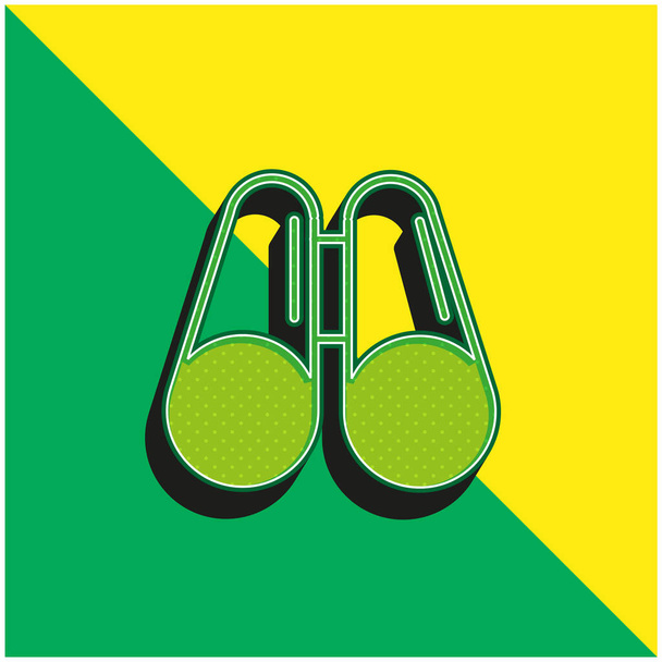 Бинокль Зеленый и желтый современный 3D логотип векторной иконки - Вектор,изображение
