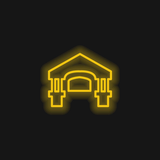 アンティークビル黄色の輝くネオンアイコン - ベクター画像