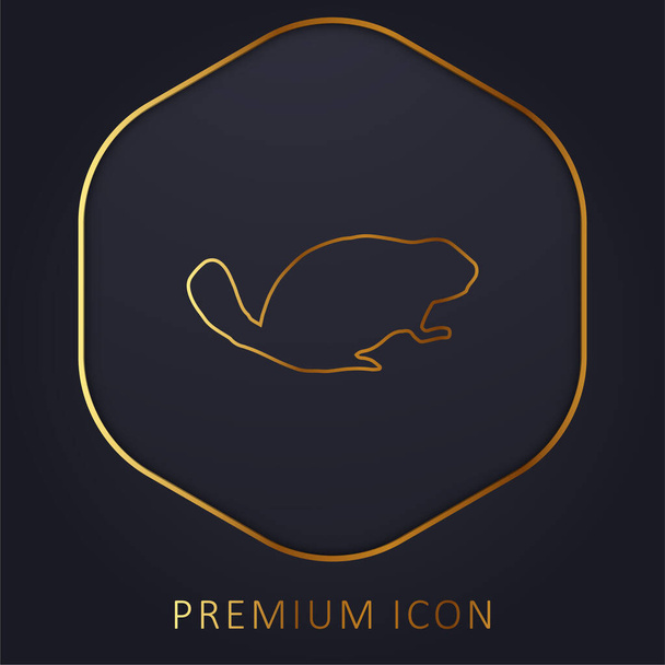 Beaver Savmal Animal Shape zlatá čára prémie logo nebo ikona - Vektor, obrázek