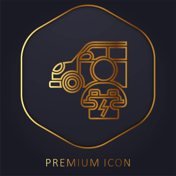 Logotipo o icono premium de línea dorada de batería - Vector, Imagen