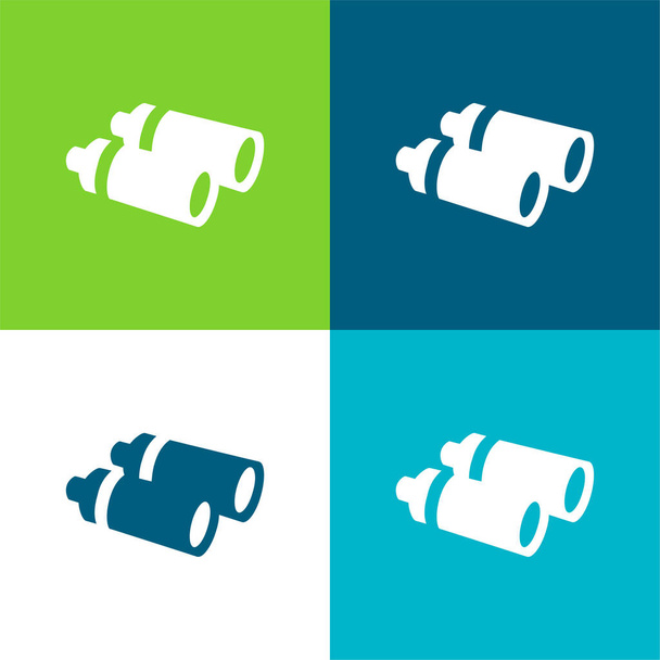 Távcső Lapos négy szín minimális ikon készlet - Vektor, kép