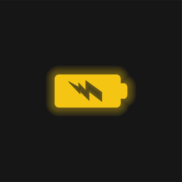 Battery Power yellow glowing neon icon - Vector, Image
