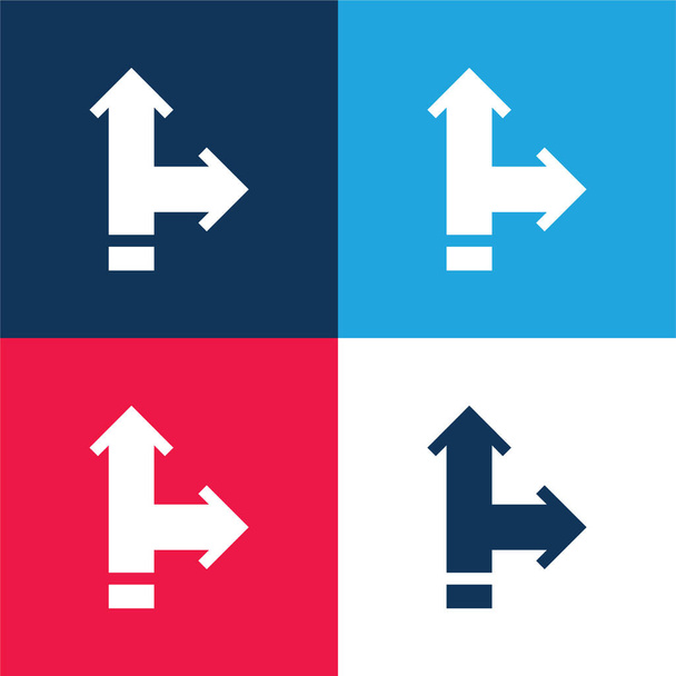 Flechas azul y rojo conjunto de iconos mínimo de cuatro colores - Vector, imagen