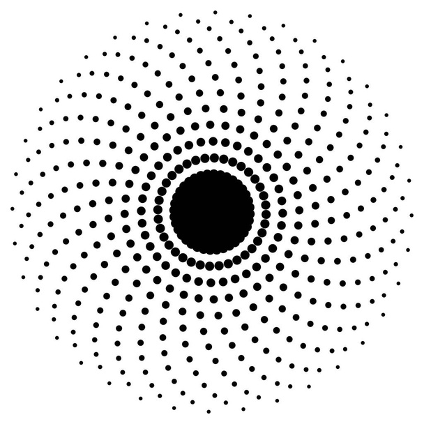 画面印刷パターン。放射状のフレーム。抽象渦。円形のパターン。白に隔離されたポップアートのラウンドのハーフトーンフレーム。抽象的な渦巻き、眼球。点線｜print.  - ベクター画像