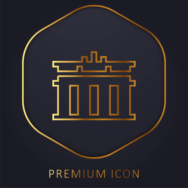 Brandenburg Gate golden line premium logo or icon - Vector, Image