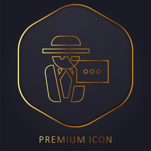 Mensaje anónimo línea dorada logotipo premium o icono - Vector, Imagen