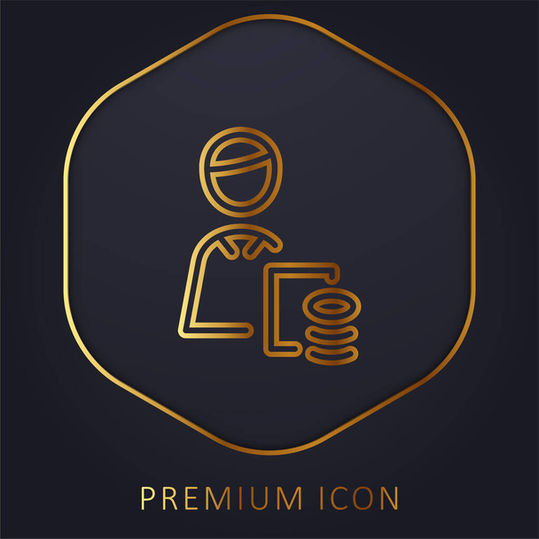 Λογιστής χρυσή γραμμή πριμοδότηση λογότυπο ή εικονίδιο - Διάνυσμα, εικόνα