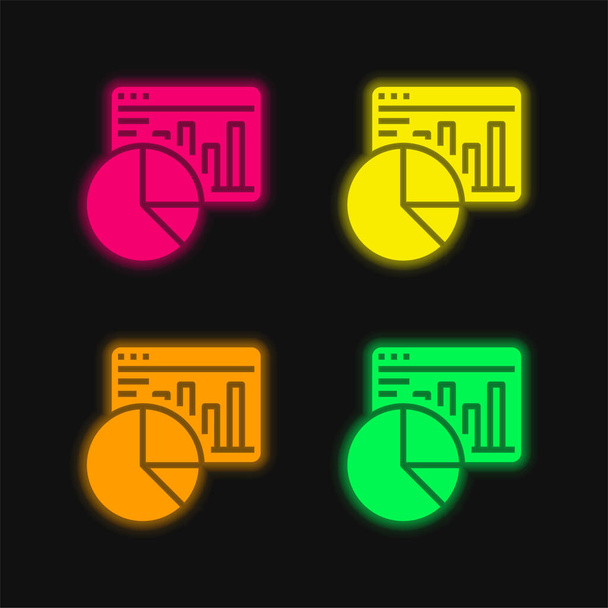 Admin quatre couleurs rougeoyantes icône vectorielle néon - Vecteur, image