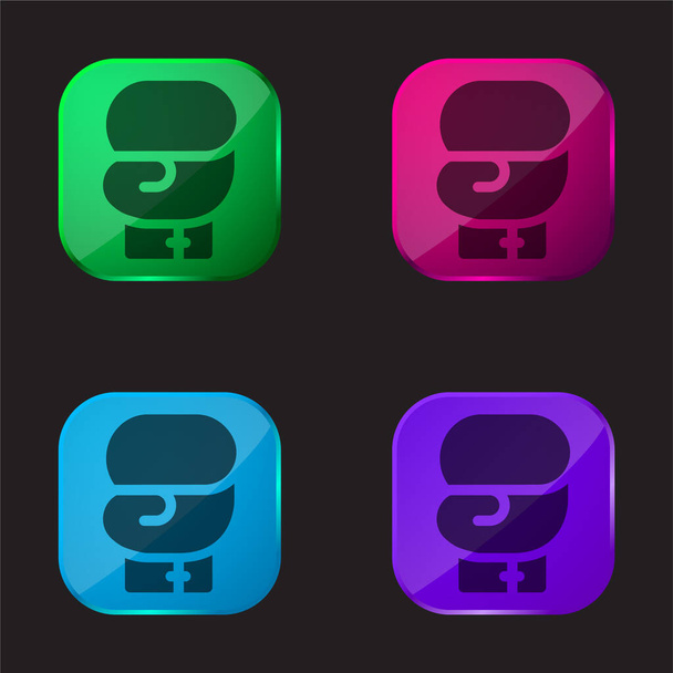 Boksz négy színű üveg gomb ikon - Vektor, kép
