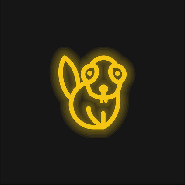 Beaver amarillo brillante icono de neón - Vector, imagen