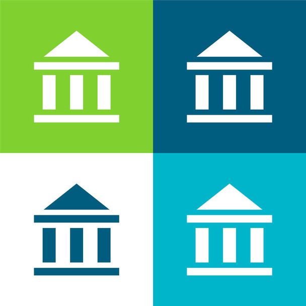 Ensemble d'icônes minimum Bank Flat quatre couleurs - Vecteur, image