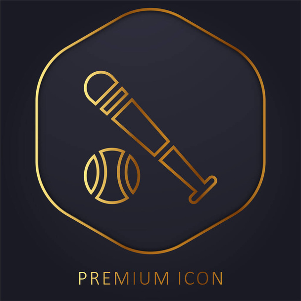 Bat de beisebol linha dourada logotipo premium ou ícone - Vetor, Imagem