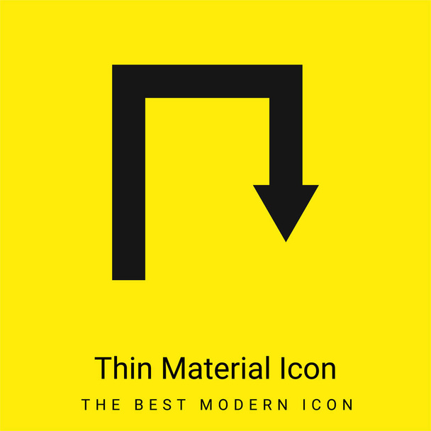Pfeil-Winkel-Symbol minimal leuchtend gelbes Material-Symbol - Vektor, Bild
