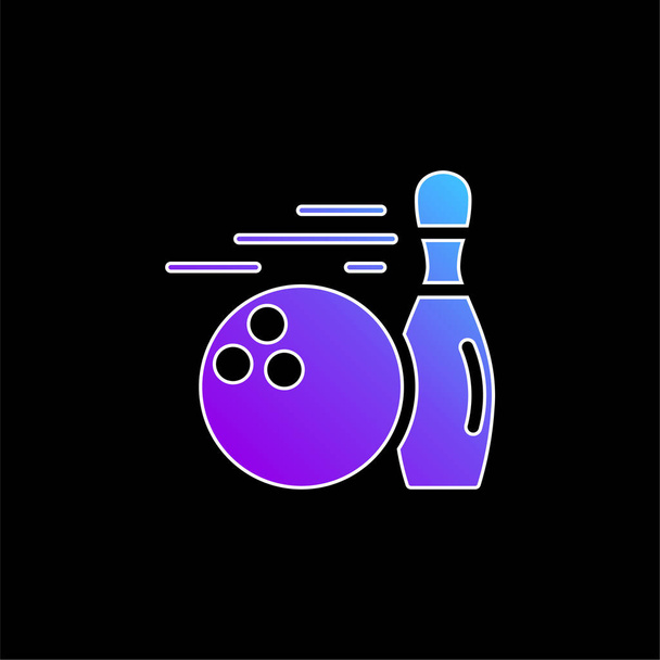 Bowling icono vector gradiente azul - Vector, Imagen