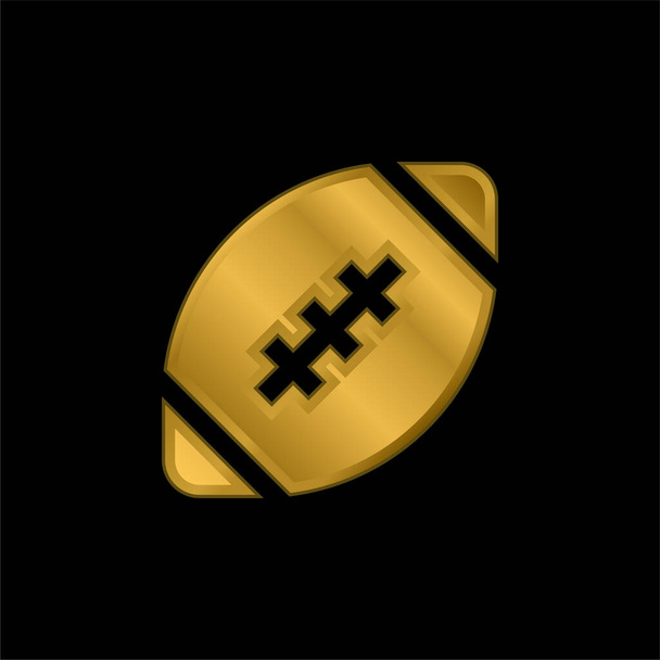 American Football chapado en oro icono metálico o logo vector - Vector, imagen