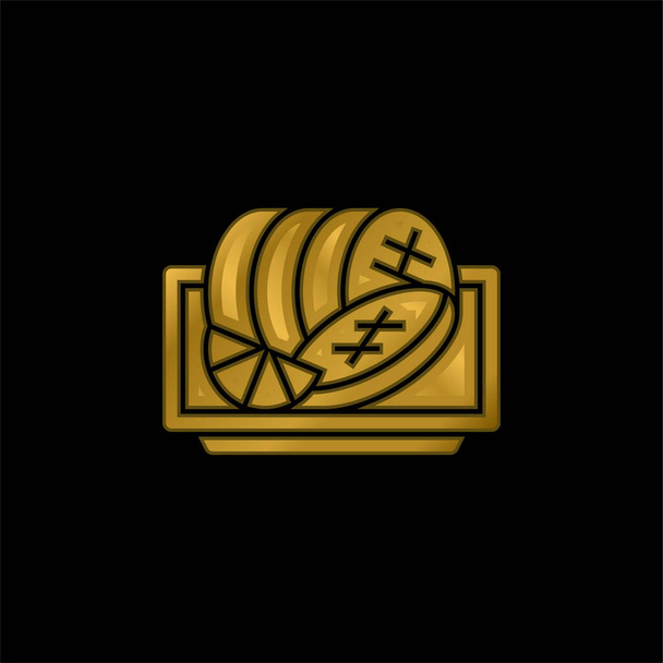 Wołowina złocona metaliczna ikona lub wektor logo - Wektor, obraz