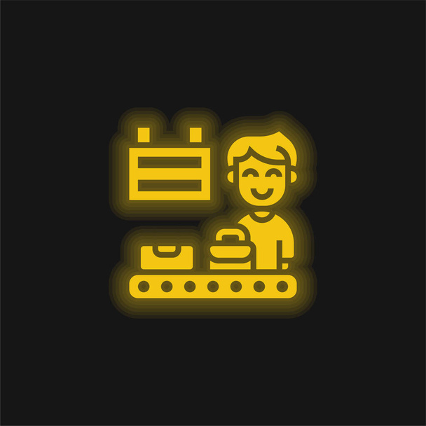 Ícone de néon brilhante amarelo bagagem - Vetor, Imagem