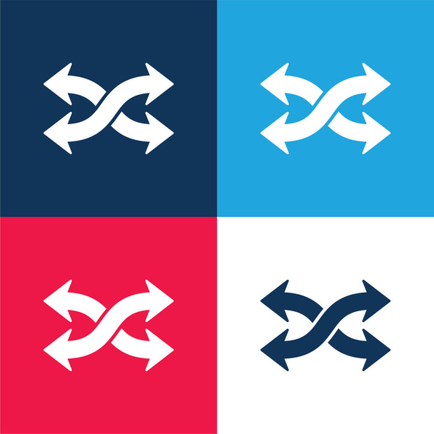 Frecce Mix blu e rosso quattro colori set di icone minime - Vettoriali, immagini