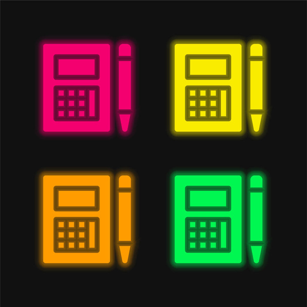 Contabilità quattro colori luminosi icona vettoriale al neon - Vettoriali, immagini