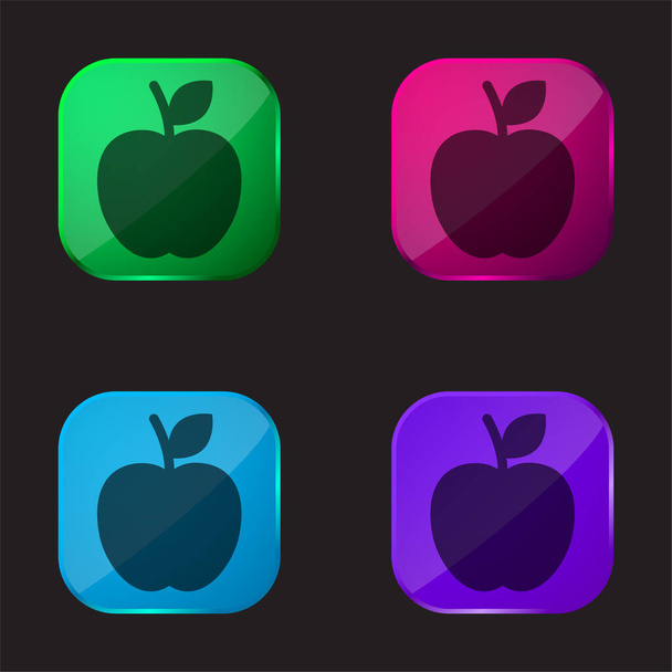 Apple Vier-Farben-Glas-Taste Symbol - Vektor, Bild