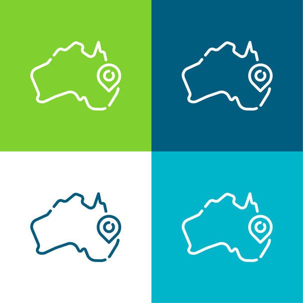 Australia Flat conjunto de iconos mínimo de cuatro colores - Vector, imagen