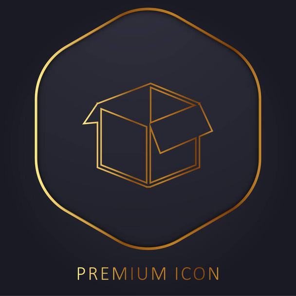 Caja de forma abierta línea dorada logotipo premium o icono - Vector, Imagen