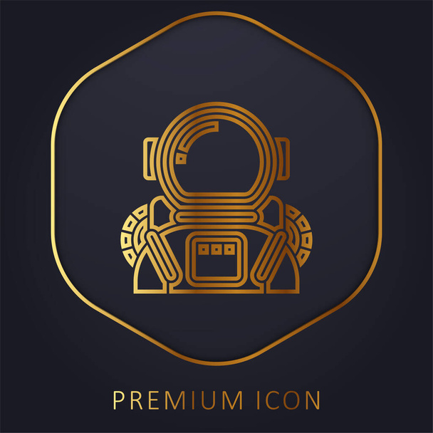 Логотип или иконка золотой линии астронавта - Вектор,изображение