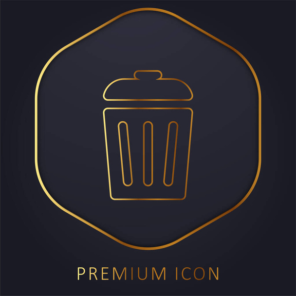 Çöp kutusu altın çizgi premium logosu veya simgesi - Vektör, Görsel