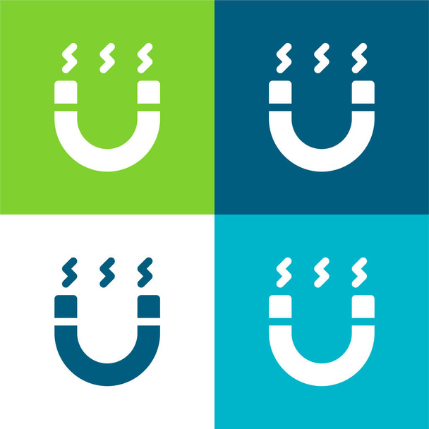 Atractivo conjunto de iconos plano de cuatro colores mínimo - Vector, Imagen