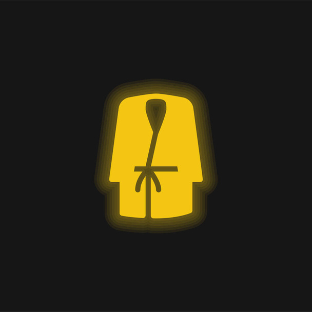 バスローブ黄色の輝くネオンアイコン - ベクター画像