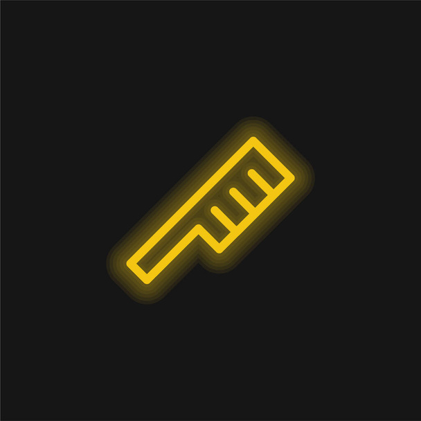 Pente angular ícone de néon brilhante amarelo - Vetor, Imagem