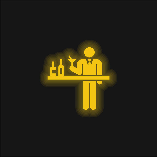 Barman gelbe leuchtende Neon-Ikone - Vektor, Bild