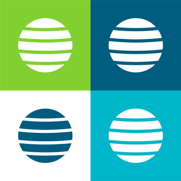 Μπάλα Επίπεδη τέσσερις χρώμα ελάχιστο σύνολο εικονιδίων - Διάνυσμα, εικόνα