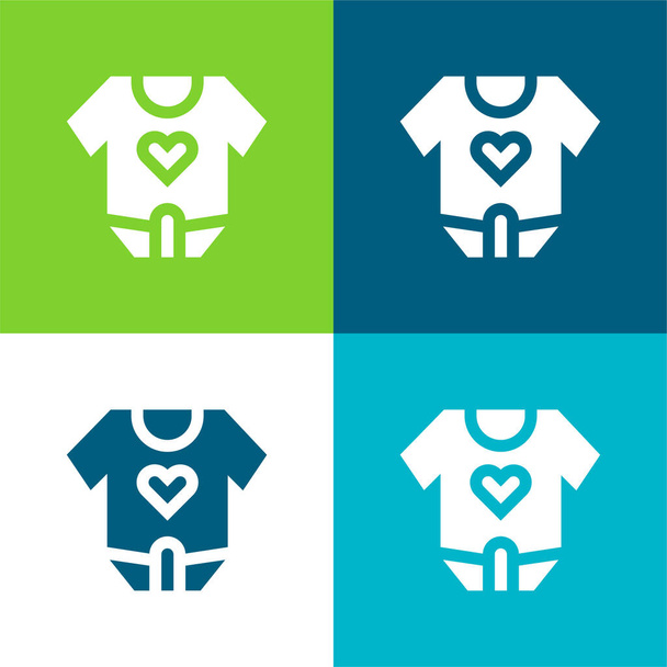 Corpo do bebê Conjunto de ícones mínimos de quatro cores plano - Vetor, Imagem