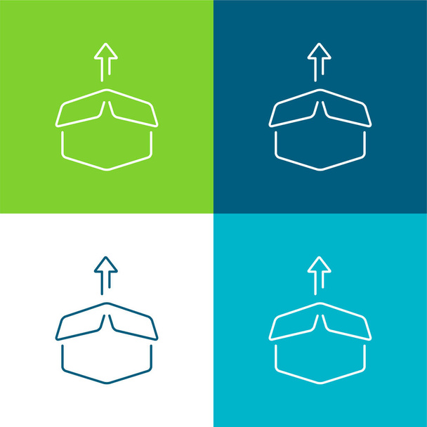 Box Package Ultrathin Outline With Up Arrow Flat four color minimal icon set - Vector, Image