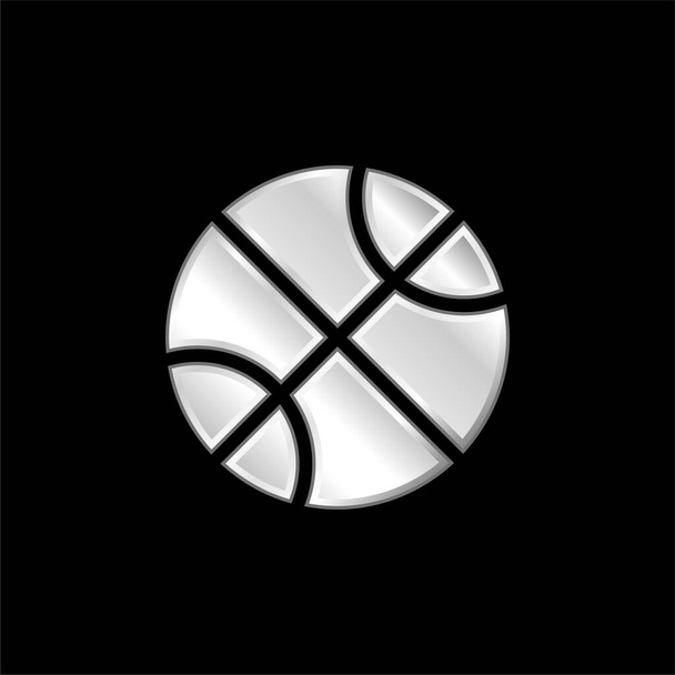 Basketbal verzilverd metalen icoon - Vector, afbeelding