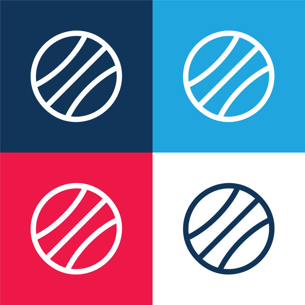 Strand Ball kék és piros négy szín minimális ikon készlet - Vektor, kép
