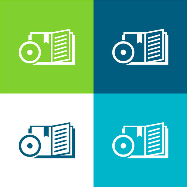 Book Flat four color minimal icon set - Vector, Image