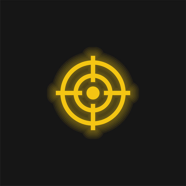 Parlak sarı neon simgesini hedefle - Vektör, Görsel