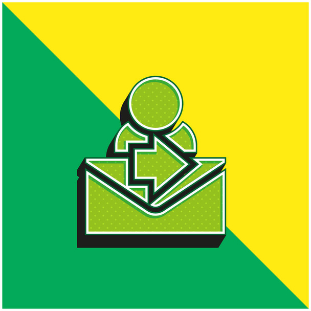 住所緑と黄色の現代的な3Dベクトルアイコンのロゴ - ベクター画像