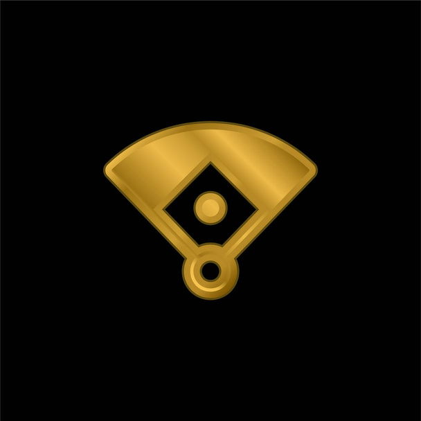 Béisbol Diamante chapado en oro icono metálico o logo vector - Vector, Imagen