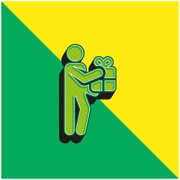 Logo moderno verde e giallo dell'icona vettoriale 3d di compleanno - Vettoriali, immagini