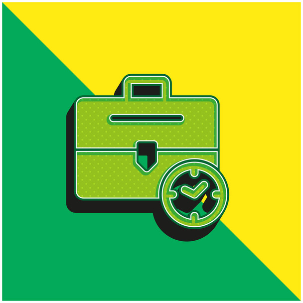 Aktentasche Grünes und gelbes modernes 3D-Vektor-Symbol-Logo - Vektor, Bild