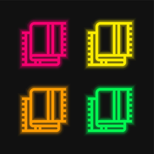 Blanket négy színű izzó neon vektor ikon - Vektor, kép