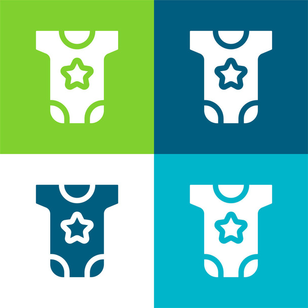 Paño de bebé Conjunto de iconos mínimo de cuatro colores - Vector, imagen